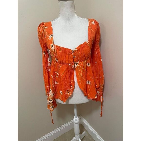 Urban Outfitters UO Allie Tie-Sleeve Blouse Size M - Picture 2 of 8